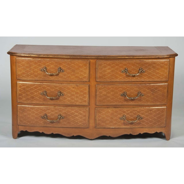 Mid 20th Century Pair of French Louis XVI Style Mid 20th Century Leather Covered Commodes For Sale - Image 5 of 12