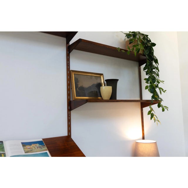Danish Rosewood 2-Bay Wall Unit with Desk in by Kai Kristiansen for FM Feldballes Møbelfabrik, 1960s For Sale - Image 9 of 18