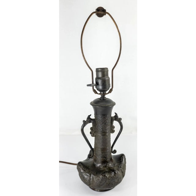 Early 20th Century Chinese Chinoiserie Song or Yuan Style Bronze Table Lamp For Sale - Image 13 of 13