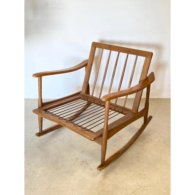 Brown Wooden Rocking Chair, 1960s For Sale - Image 8 of 16