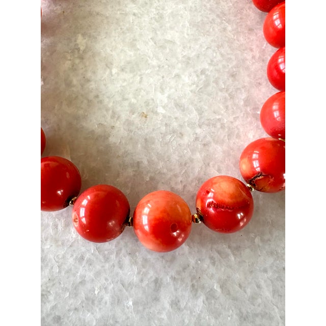 Contemporary Coral Beaded Necklace With Gold Tone Spacers and Hook Clasp. 17” Designed by Matthew Izzo For Sale - Image 3 of 4