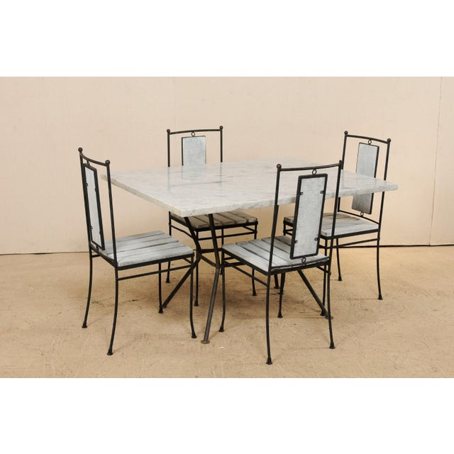 MidCentury Modern MarbleTop Patio Dining Set 5 Pieces Chairish