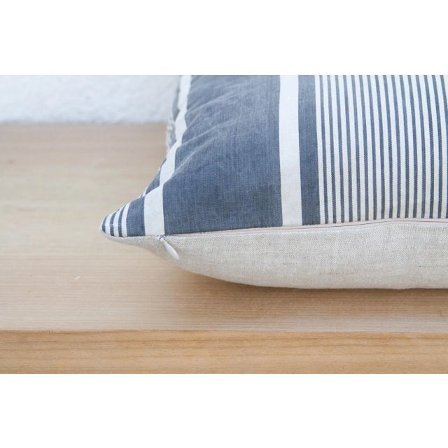 Charcoal & White European Grain Sack Pillow For Sale In Los Angeles - Image 6 of 9