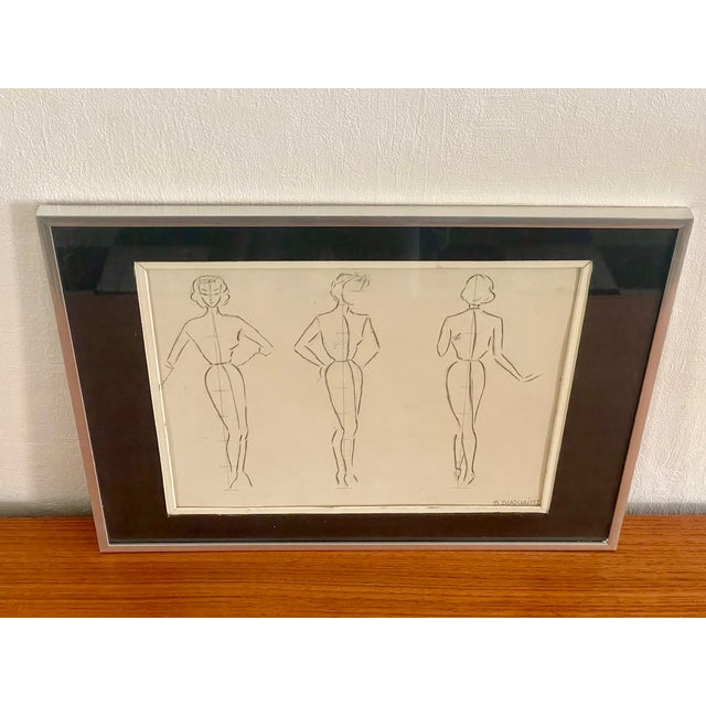 Berthe Duquaine, Sketches, 1951, Pencil on Paper, Framed For Sale - Image 12 of 18