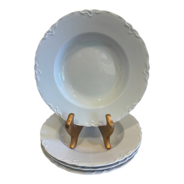 Mid 20th Century Hutschenreuther Bavaria White Porcelain Soup Bowls - Set of 4 For Sale