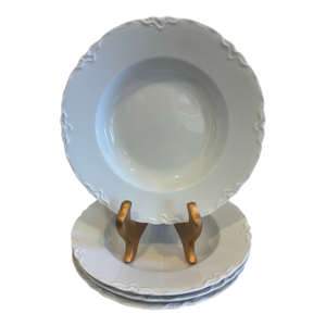 Mid 20th Century Hutschenreuther Bavaria White Porcelain Soup Bowls - Set of 4