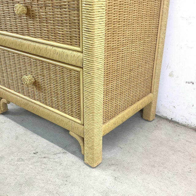 Mid 20th Century Boho Two Drawer Wicker Nightstand by Henry Link For Sale - Image 10 of 12