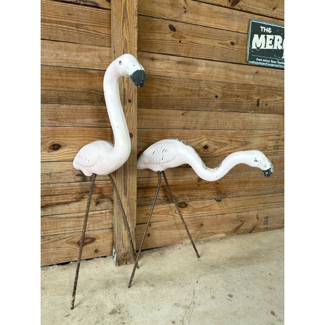 Early Mid-20th Century Coastal Concrete Flamingo Garden Ornaments-Pair For Sale - Image 12 of 12