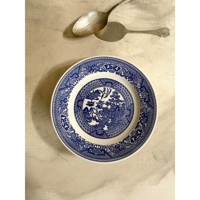 Vintage Blue Willow Plates Set of Five Ironstone Style 6 3/8 Inch For Sale - Image 12 of 12