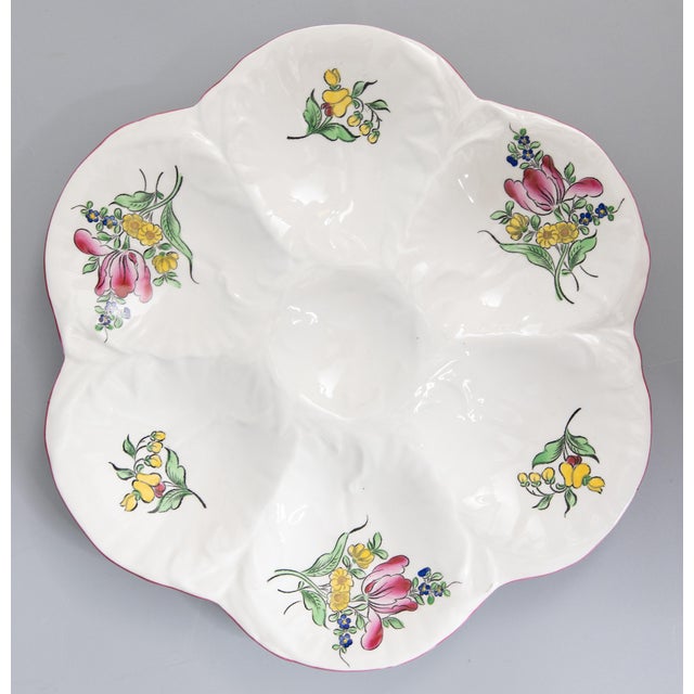 Ceramic Antique French Luneville Floral Porcelain Oyster Plate For Sale - Image 7 of 7