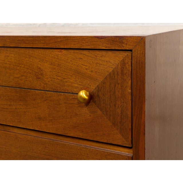Mid-Century Modern Mid Century Dresser With Gold Pulls For Sale - Image 3 of 12