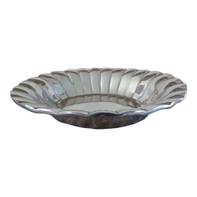 Vintage Mexican Polished Aluminum Scallop Shell Bowl, Attributed to Old Town Imports For Sale