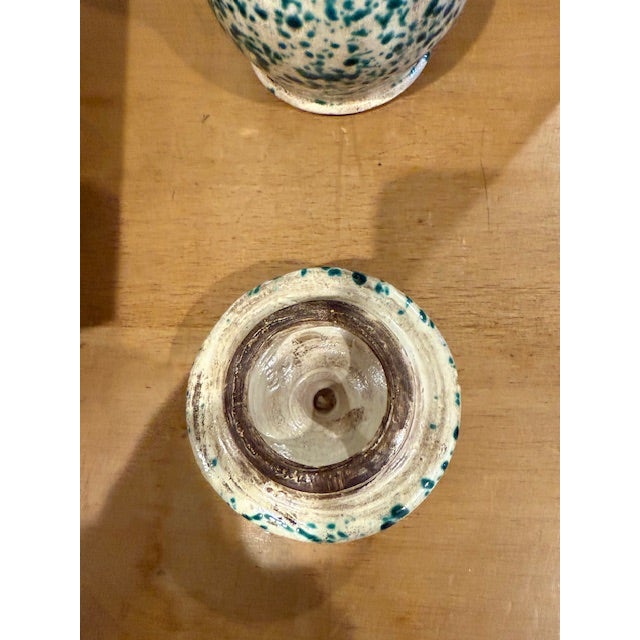 19th-century Italian yeast jar with lid from Grottaglie, a small town in Puglia famous for its old-world ceramics. The...