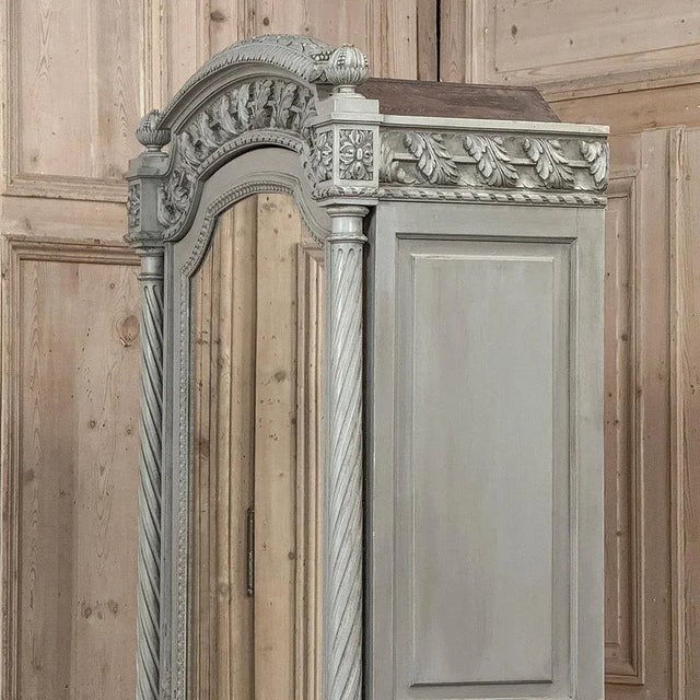 19th Century French Louis XVI Painted Armoire For Sale - Image 12 of 18