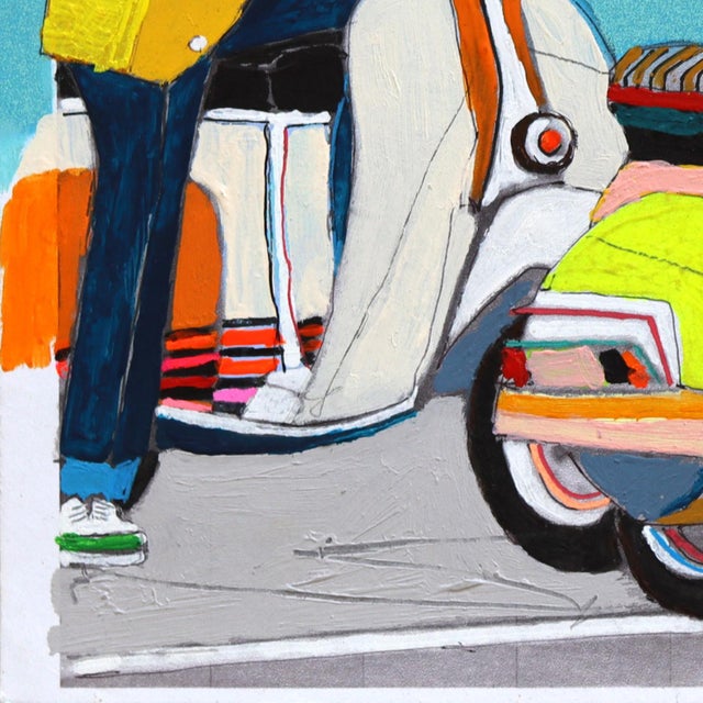 Paper Red Light - Original Contemporary Urban Mixed Media Painting on Paper by Fabio Coruzzi For Sale - Image 7 of 8