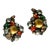 1940s SIgned Kramer Colorful Rhinestone and Pearl Teardrop Clip Earrings - 2 Pieces For Sale