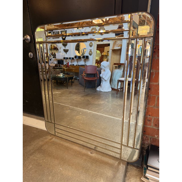 Glass Antonio Lupi Art Deco Wall Mirror, Italy, C. 1970s For Sale - Image 7 of 11