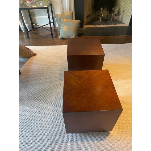 Vintage Mitchell Gold Style Cube Side Tables—A Pair For Sale - Image 11 of 12