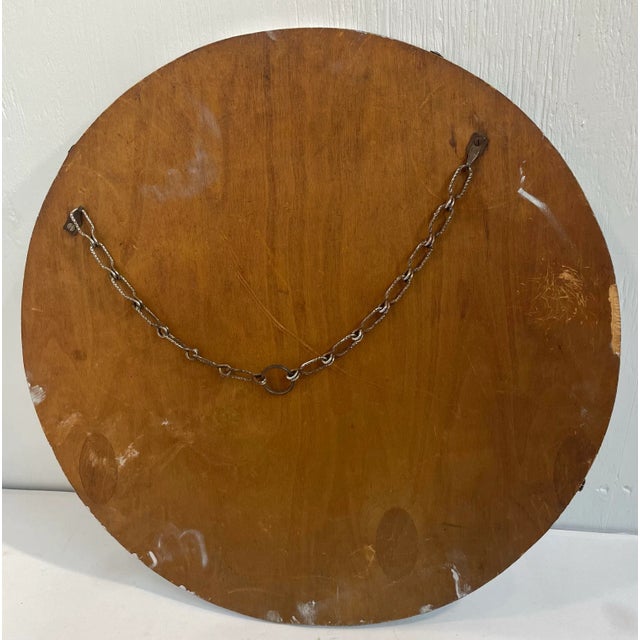 Wood Vintage Art Deco Unframed Round Wood Back Beveled Edge Mirror For Sale - Image 7 of 7