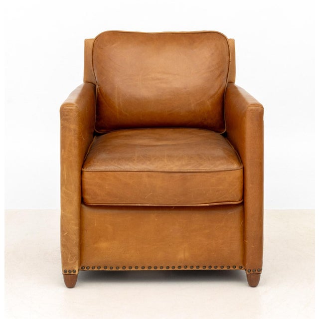 Revelation Tan Leather Club Chairs, Pair For Sale In New York - Image 6 of 10