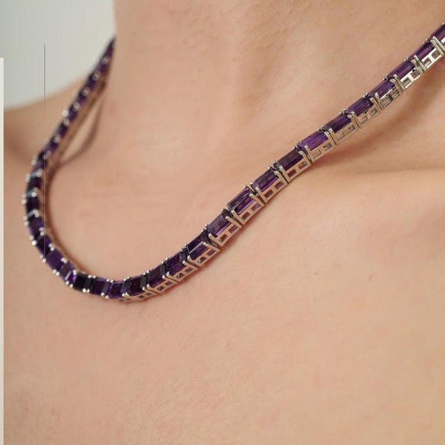 38.6 Ct Purple Amethyst Necklace in Solid 925 Sterling Silver For Sale - Image 6 of 12