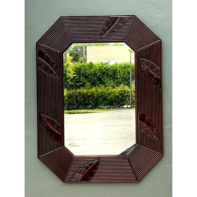 Vintage Octagonal Rattan Wall Mirror For Sale In West Palm - Image 6 of 12