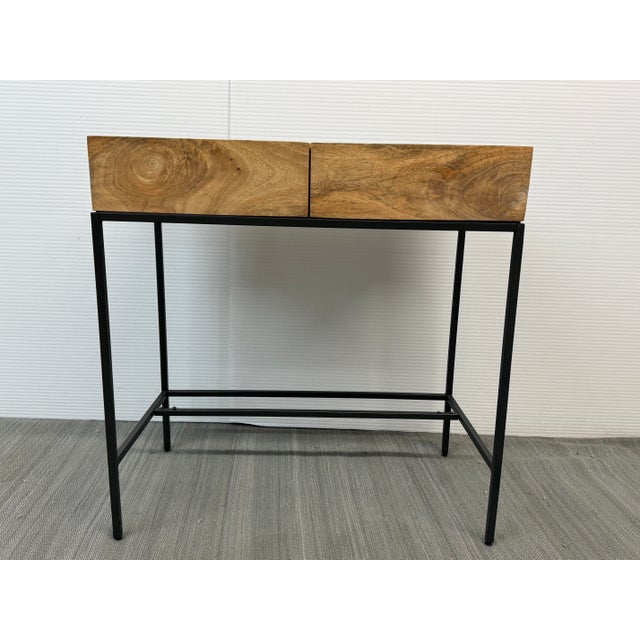 West Elm Industrial Mango Wood Mini Desk For Sale - Image 11 of 12