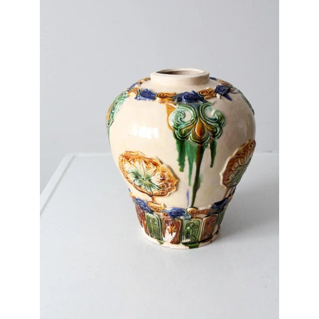 Vintage Tang Sancai Style Art Pottery Vase For Sale - Image 6 of 13