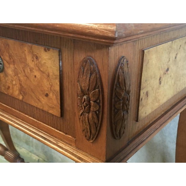 Wood 20th English Georgian Oak Two Drawers Lowboy or Desk With Lyre Legs For Sale - Image 7 of 10