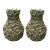 Vintage Italian 20" Encrusted Floral Ceramic Urn Vases - Pair in Muted Sage Green For Sale