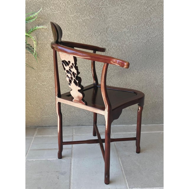 Late 20th-Century Chinese Import-Style Rosewood Corner Armchair For Sale In Austin - Image 6 of 11