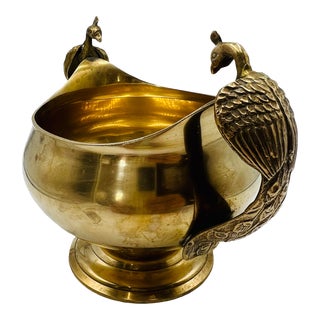 Brass Compote / Bowl With Peacock Handles For Sale