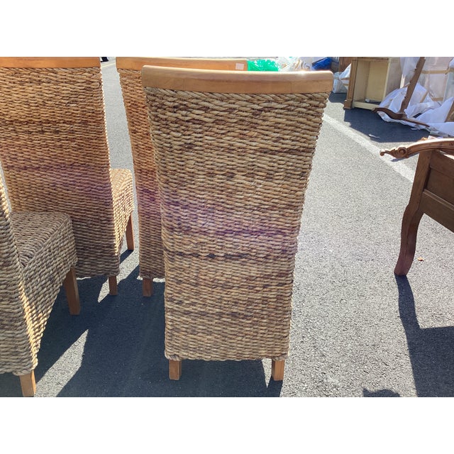 Contemporary Set of 4 French Vintage Banana Leaf Dining Chairs For Sale - Image 3 of 7