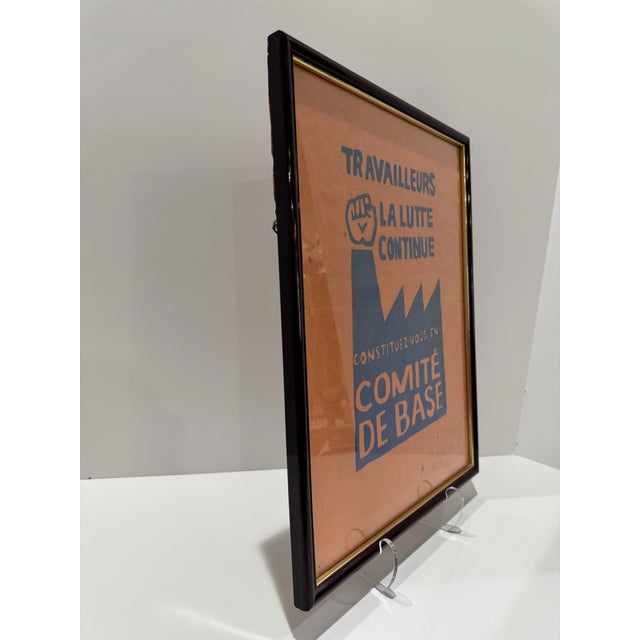 1960s Share Original May 1968 Atelier Populaire Poster Travailleurs La Lutte Continue Framed For Sale - Image 5 of 6