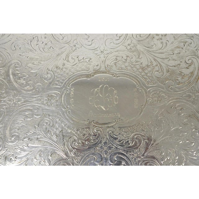 Vintage Sheffield Victorian Silver Plated Oval Platter Tray 25th Anniversary For Sale - Image 14 of 18