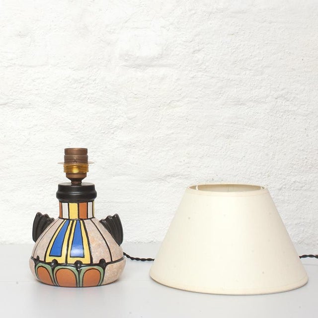 Mexico Series Table Lamp by Antoine Dubois for Mons Pottery, 1925, in Very Good conditions. Designed 1920 to 1949 This...