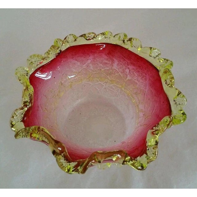 Victorian Frosted Cranberry Glass Preserve Bowl, 1880 For Sale - Image 4 of 8