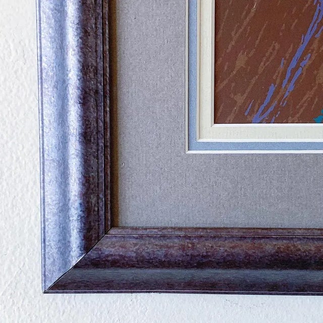 Late 20th Century Mixed Media Collage Depicting Winter Landscape With Embossed Design in Post-Modern Style (Signed and Numbered) For Sale In Los Angeles - Image 6 of 7