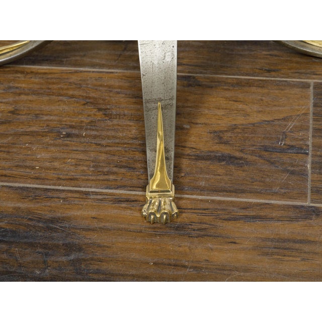 Metal French Art Deco 1930s Steel and Brass Drinks Table with Glass Top, Splaying Legs For Sale - Image 7 of 10