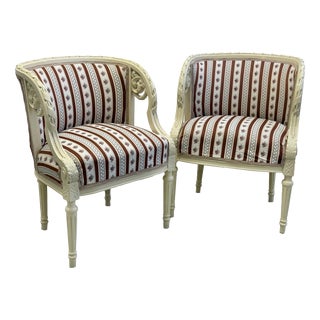 Louis XV Rococo Revival White Armchairs, 1870s, Set of 2 For Sale