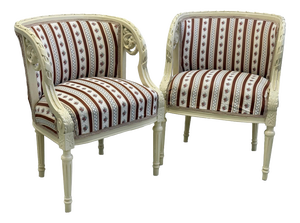 Louis XV Rococo Revival White Armchairs, 1870s, Set of 2
