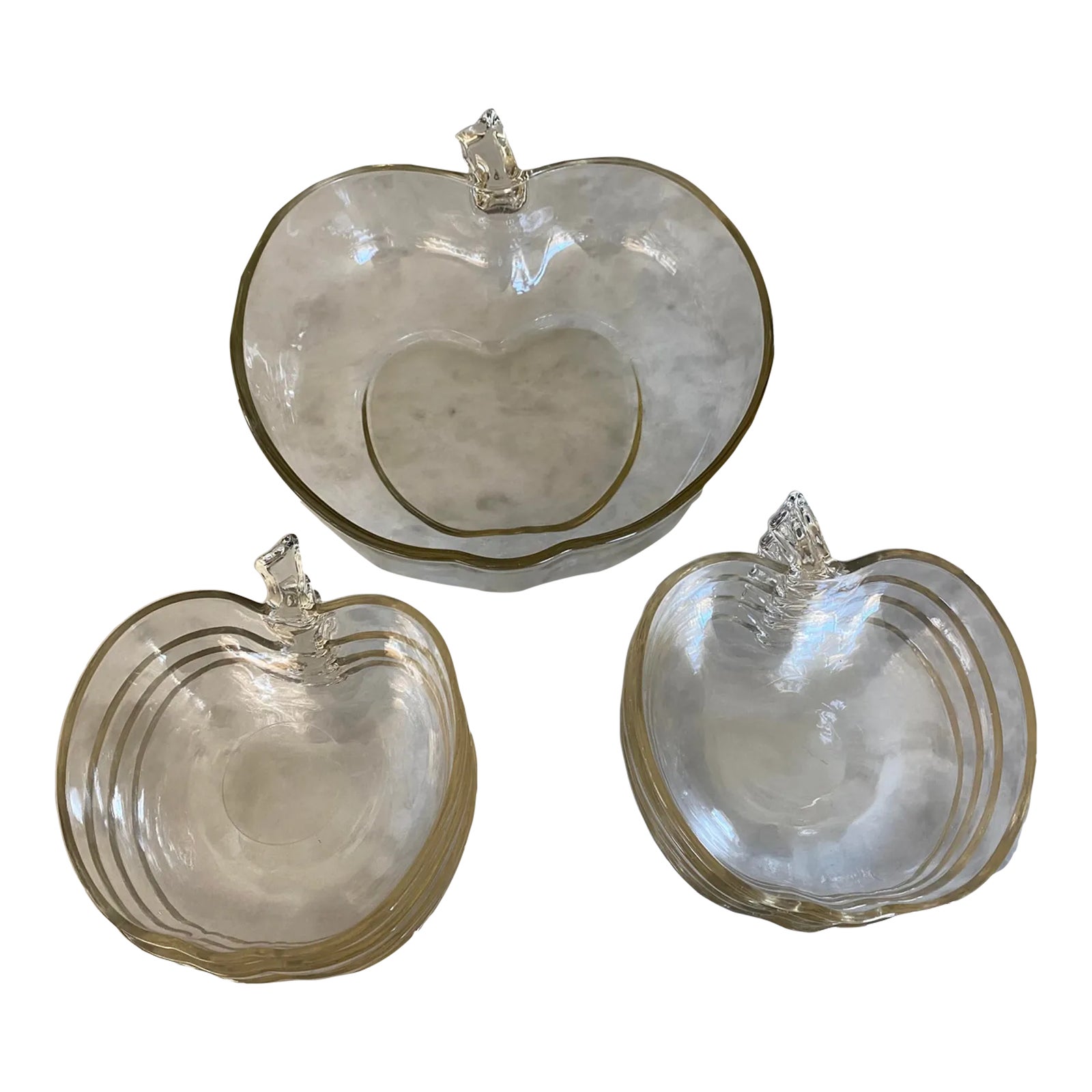Vintage Apple Shaped Glass Bowl Service Set 9 Bowls Chairish