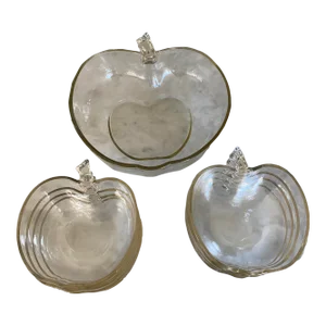 Vintage Apple Shaped Glass Bowl Service Set - 9 Bowls