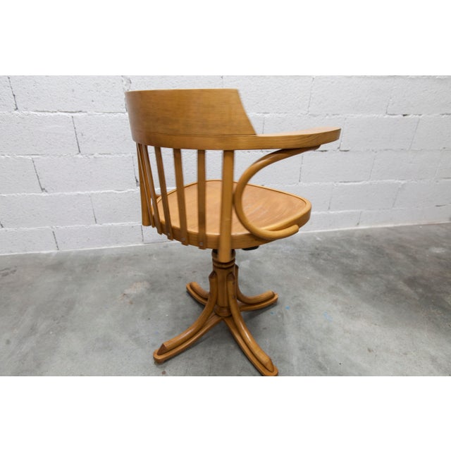 Wood Scandinavian Swivel Office Chair in Bentwood from Thonet, 1960s For Sale - Image 7 of 18