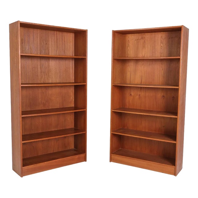 1960s Pair of Danish Modern Teak Bookcases in Style of Sejling For Sale