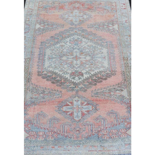 Tribal Vintage Hand-Knotted Persian Hamadan Rug With Sub-Geometric Medallion Design 3'4 X 5'0 For Sale - Image 3 of 10