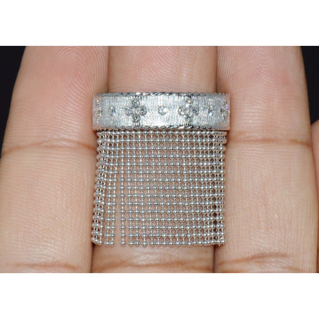Late 20th Century Authentic Roberto Coin Princess Tassel Fringe Diamond Ring 18k White Gold, Size 7 For Sale - Image 9 of 13