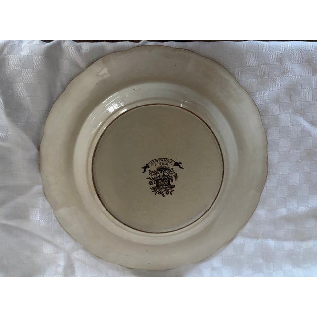 Antique Brown Transferware Shallow Bowl For Sale - Image 12 of 12