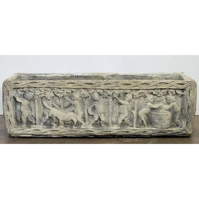 English Garden Stone Trough or Planter With Cherub Relief For Sale - Image 12 of 13