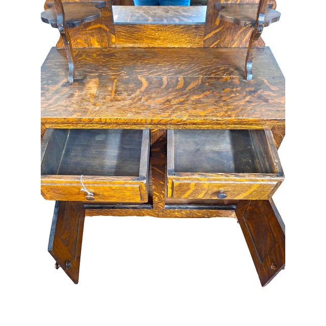 Early 20th Century Miniature American Tiger Oak Buffet With Mirror For Sale In San Francisco - Image 6 of 7